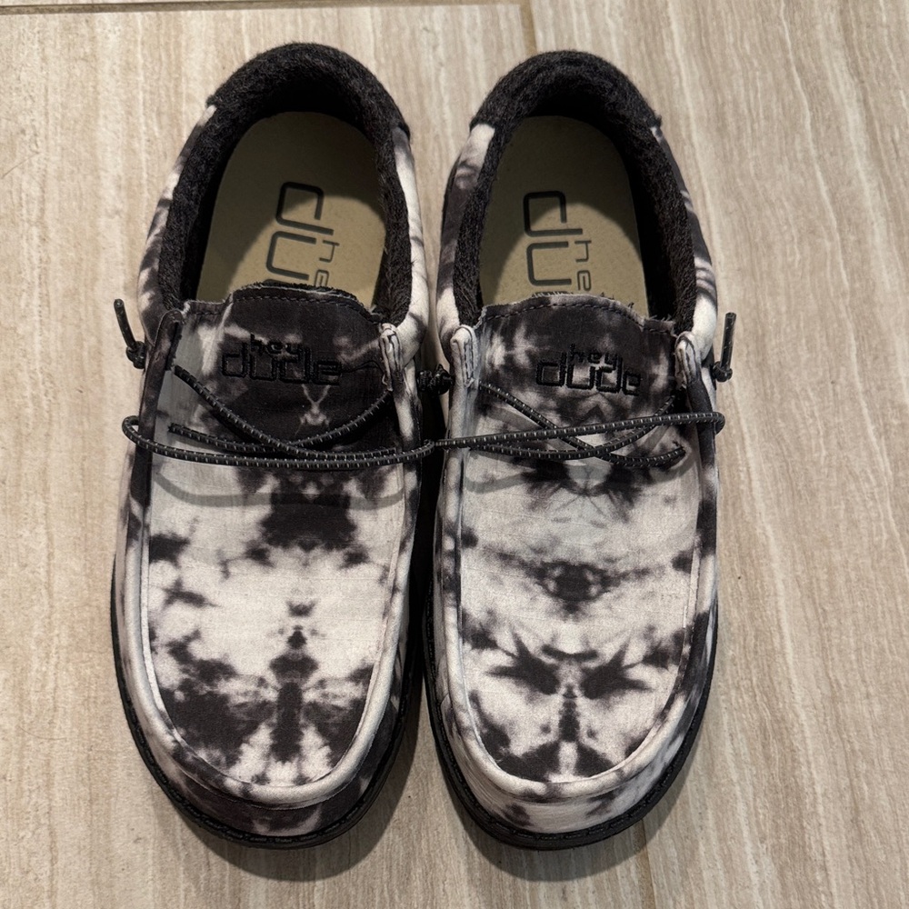 Hey Dude Kids Shoes in Black and White Tie-Dye